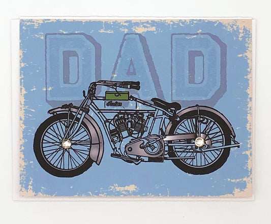 Dad Blue Background Motorcycle Greeting Card