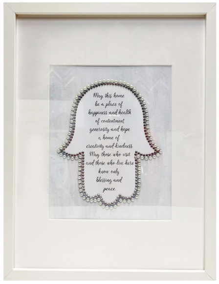 Large Pearl & Crystal Hamsa Home Blessing