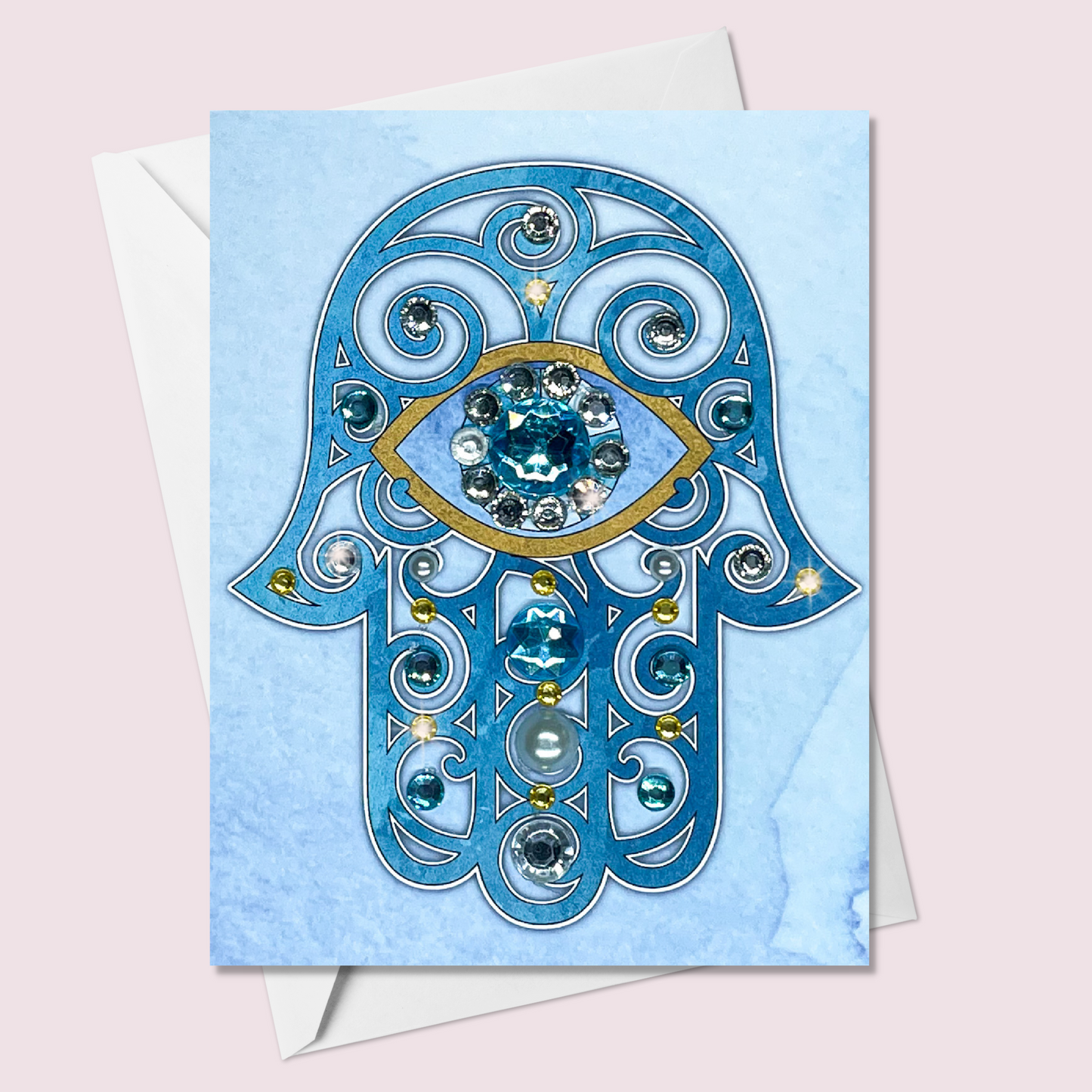 Blue Hamsa Greeting Card