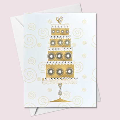 Gold Wedding Cake Greeting Card
