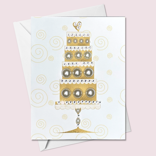 Gold Wedding Cake Greeting Card