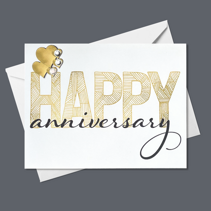Happy Anniversary greeting card with hand-applied sparkling details