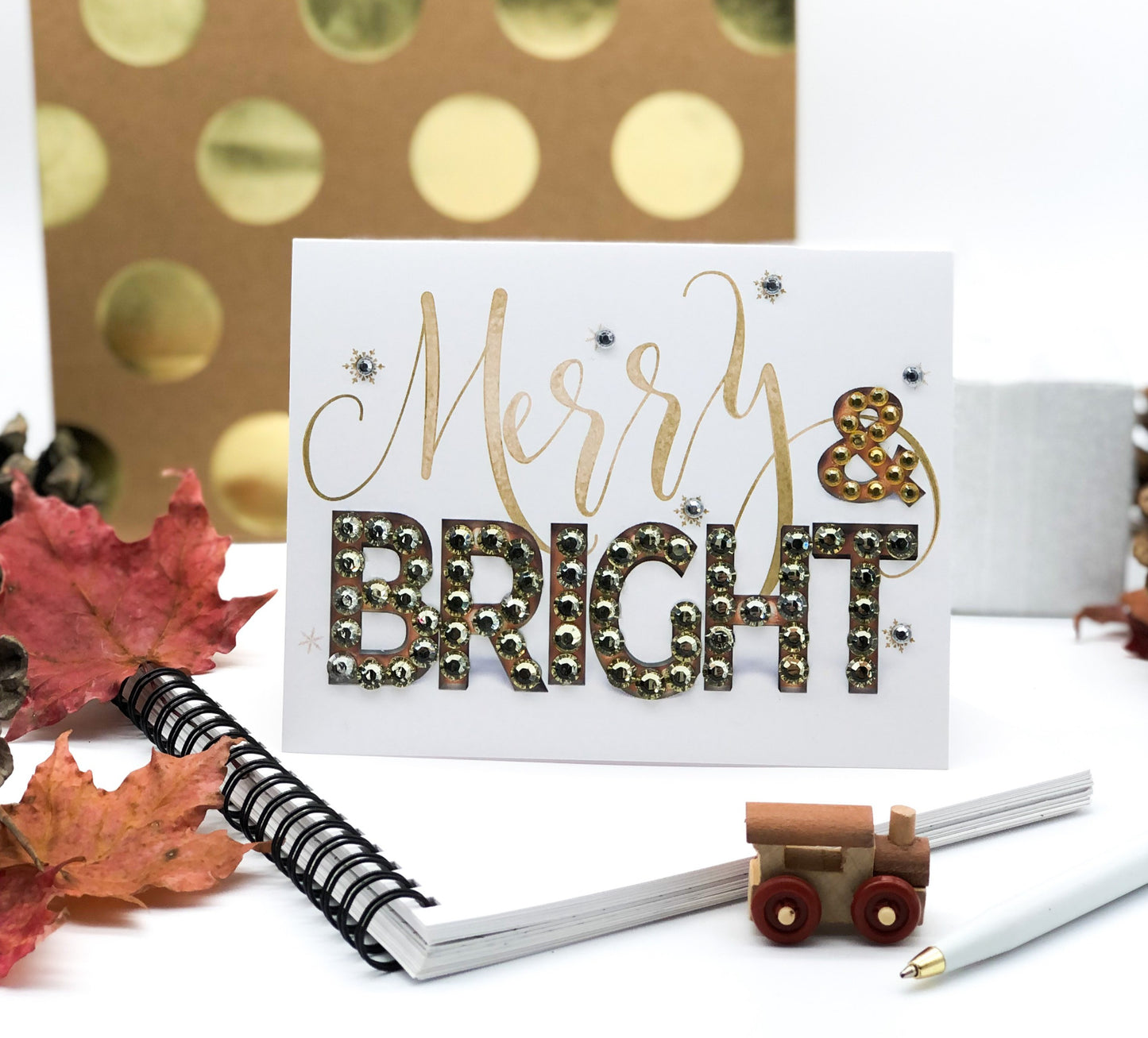 Merry Christmas - Merry & Bright! Greeting Card Gold