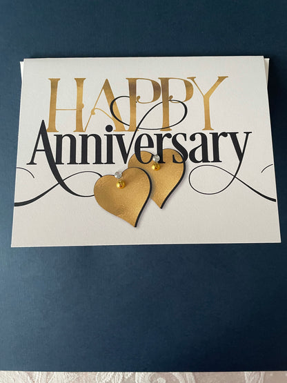Happy Anniversary greeting card with hand-applied sparkling details