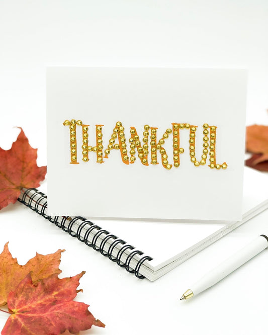 Thanksgiving Greeting Cards - Thankful Gold