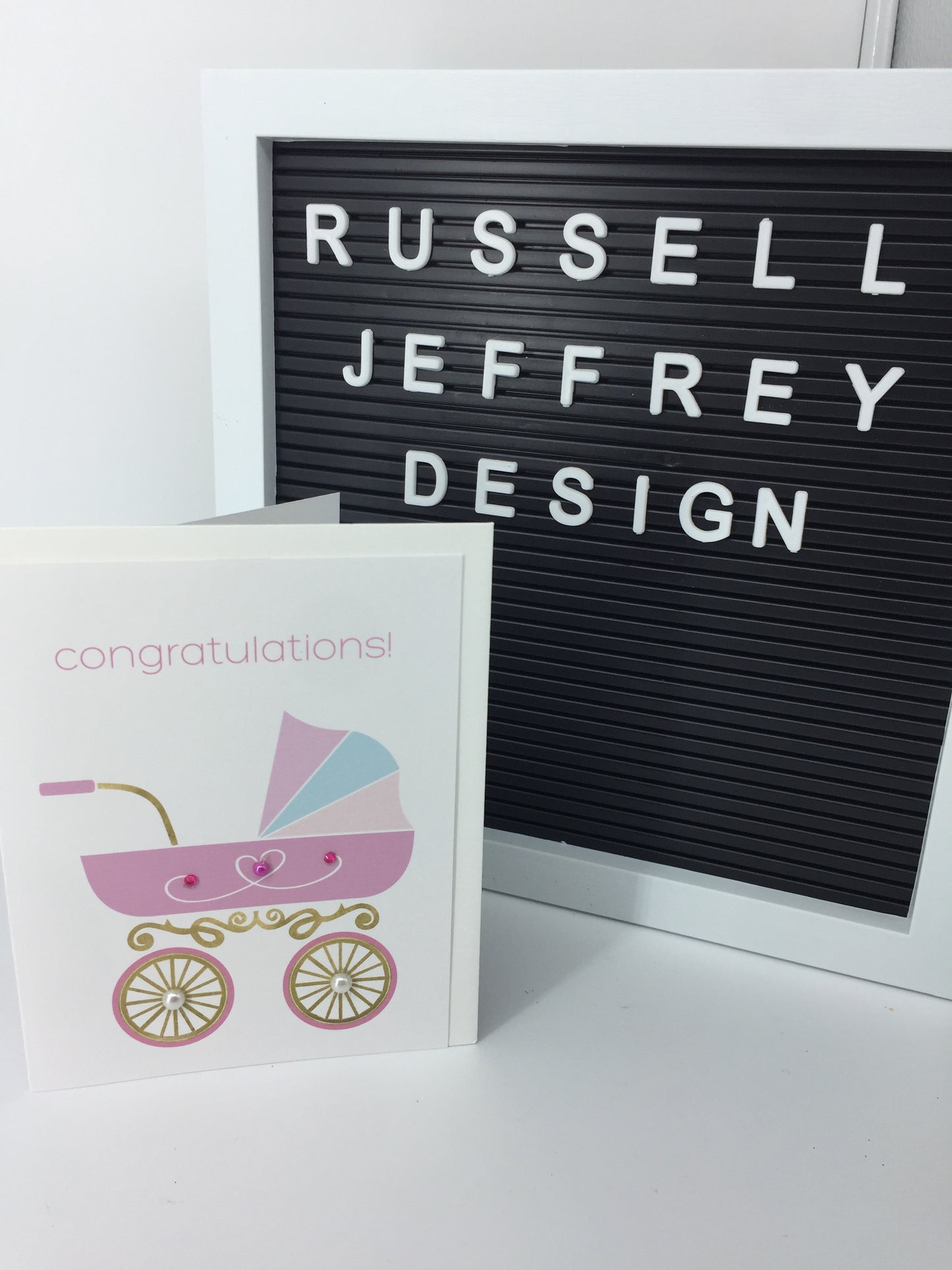 Congratulations! Pink Stroller Baby Greeting Card