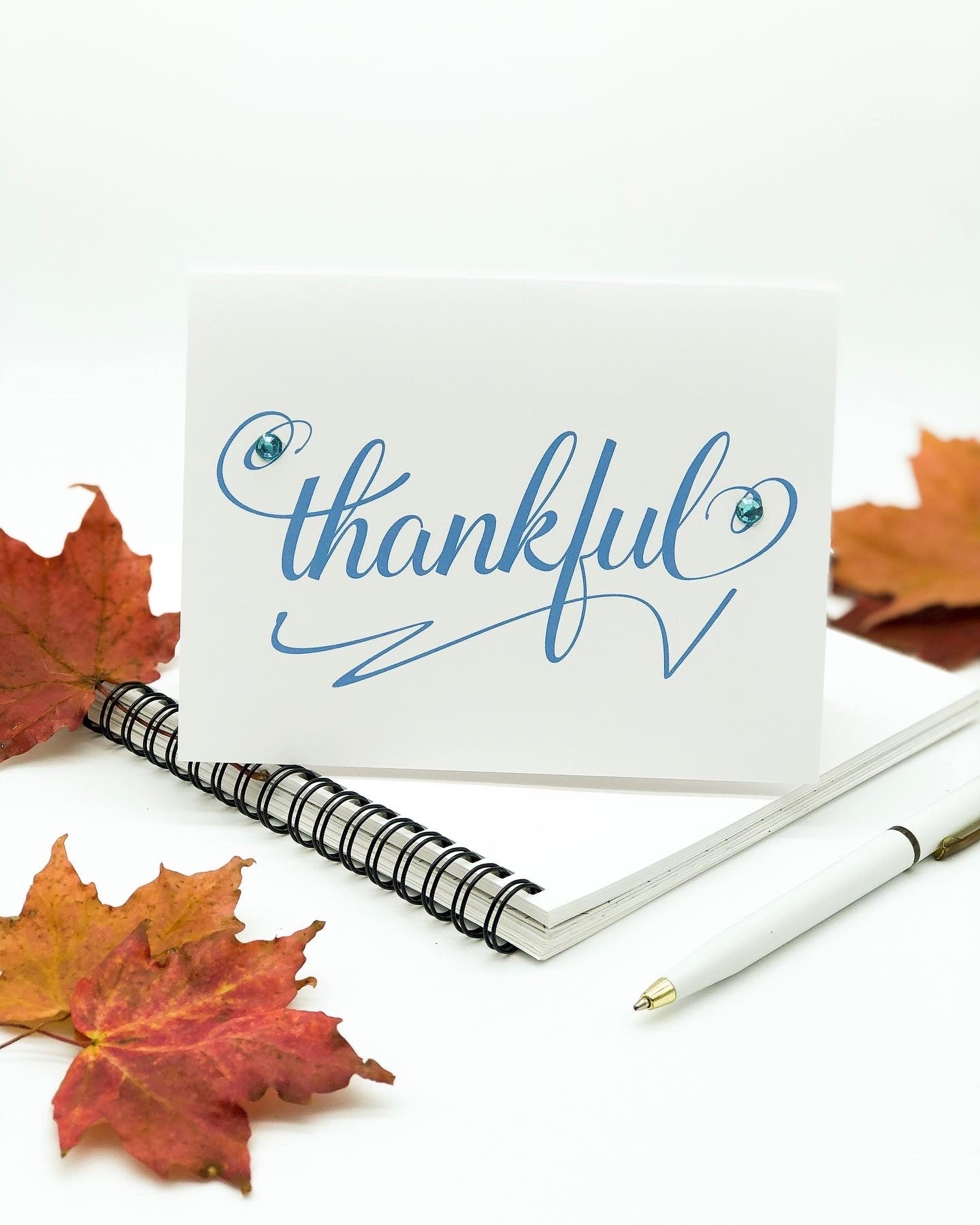 Thanksgiving Greeting Cards - Blue Thankful
