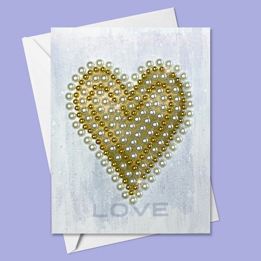 Pearl and Gold Pinstripe Heart
