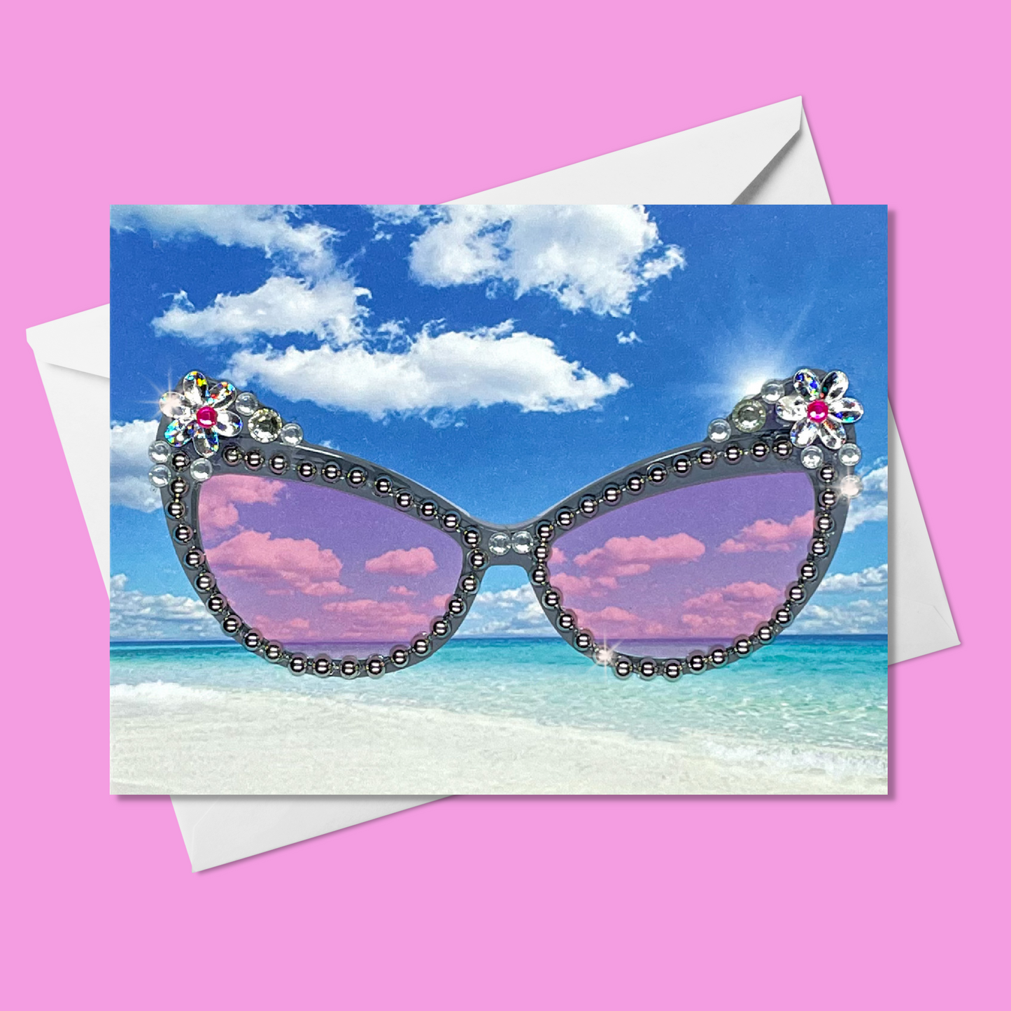Pink Fashion Sunglasses Greeting Card