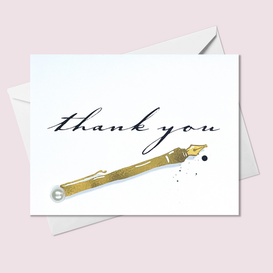 Thank You Gold Pen Greeting Card